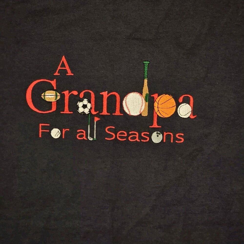 Vintage‎ 90s Grandpa Tshirt Shirt XL Navy Blue Embroidered Cotton